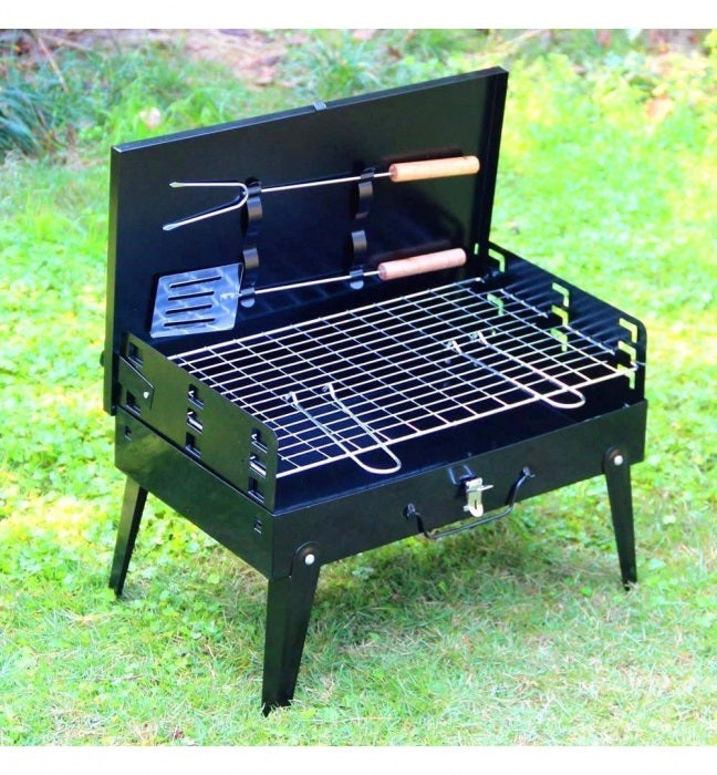 Gratar grill pliabil si portabil tip valiza cu accesorii incluse