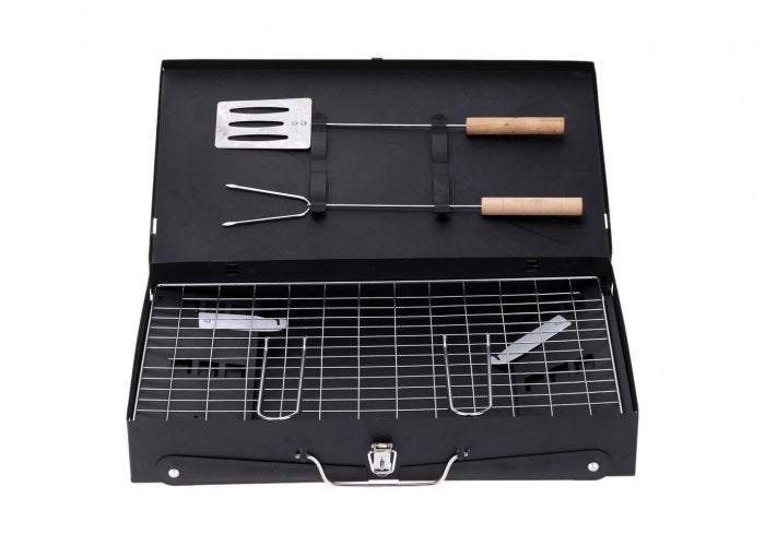 Gratar grill pliabil si portabil tip valiza cu accesorii incluse