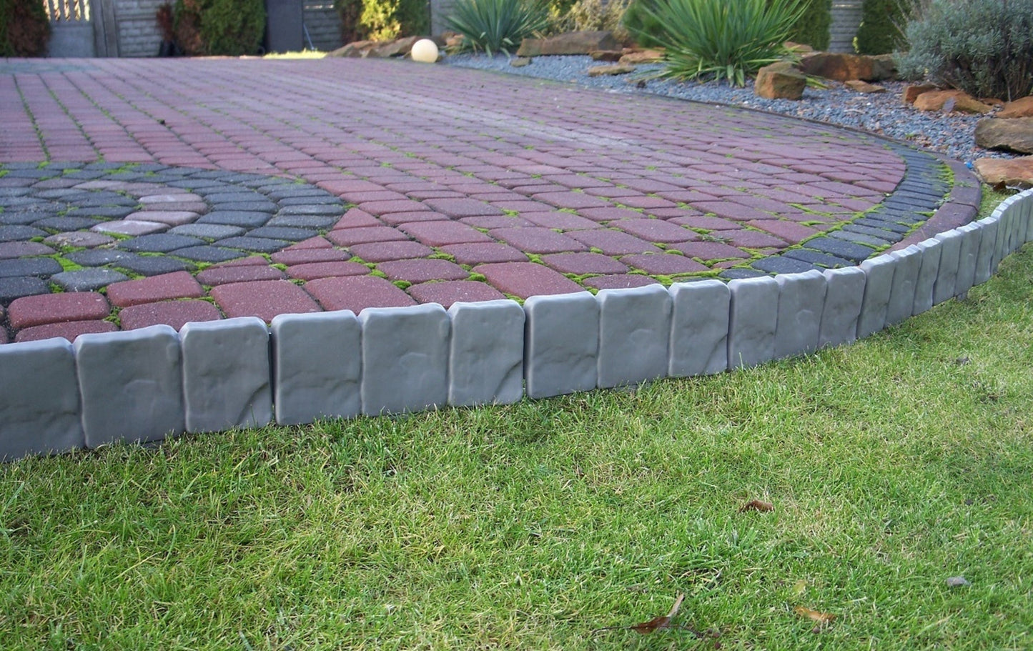 Set 10 x Bordura din plastic cu aspect de piatra, pentru gradina